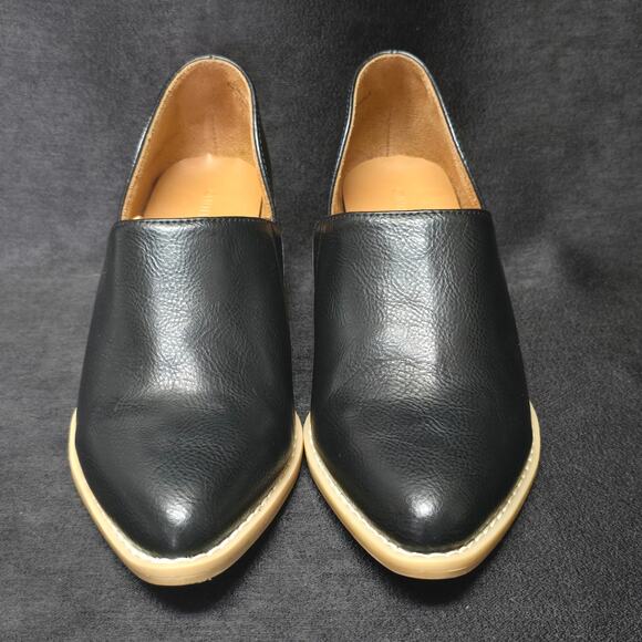 Cynthia Rowley Eddie Black Low Cut Ankle Bootie Faux Leather Chunky Heel Shoe - Picture 3 of 8